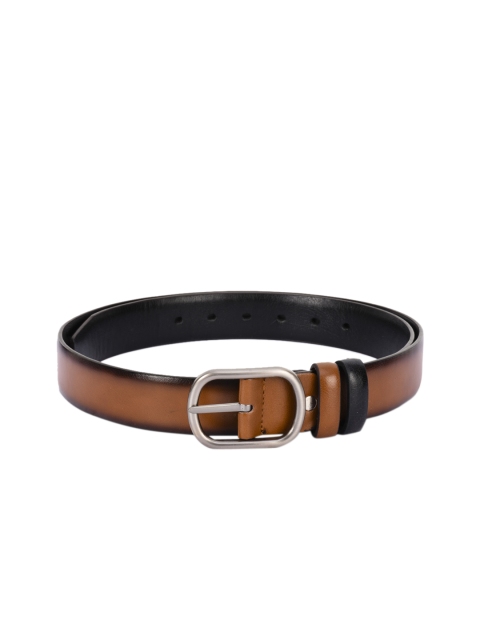 

BuckleUp Men Tan & Black Solid Belt