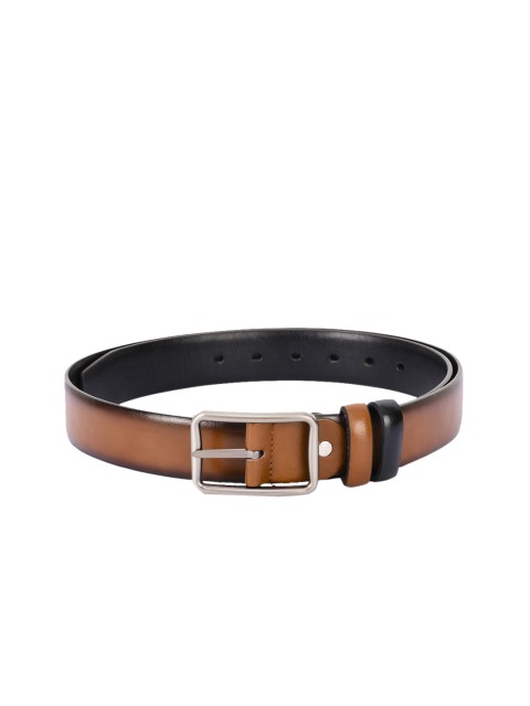 

BuckleUp Men Tan & Black Solid Belt