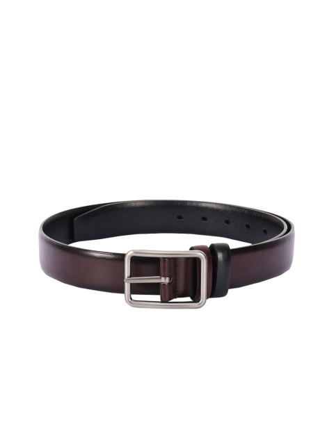 

BuckleUp Men Coffee Brown & Black Solid Belt