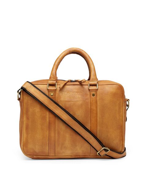 

Teakwood Leathers Men Tan Brown Textured Laptop Bag