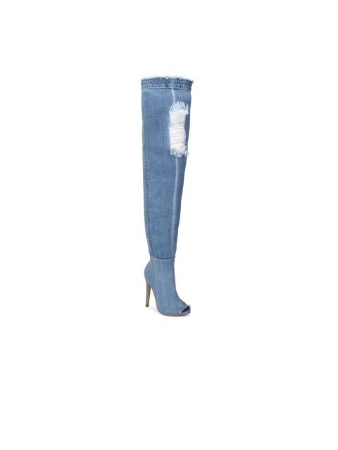 

Truffle Collection Women Blue Solid Heeled Boots