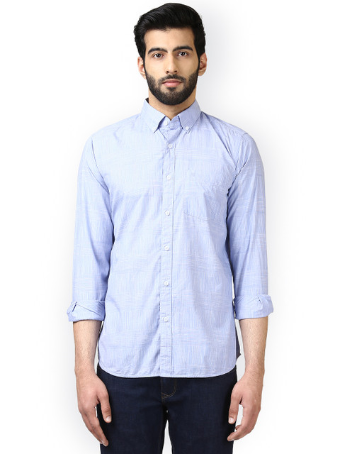 

Raymond Men Blue Regular Fit Checked Casual Shirt
