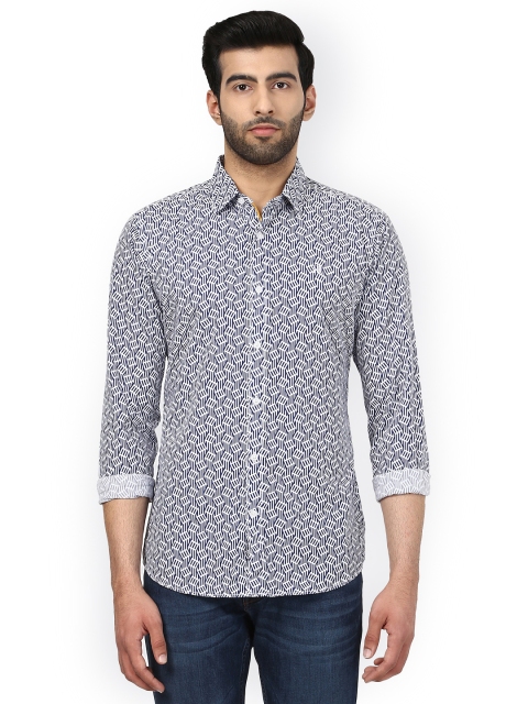 

Raymond Men Blue & White Slim Fit Printed Casual Shirt