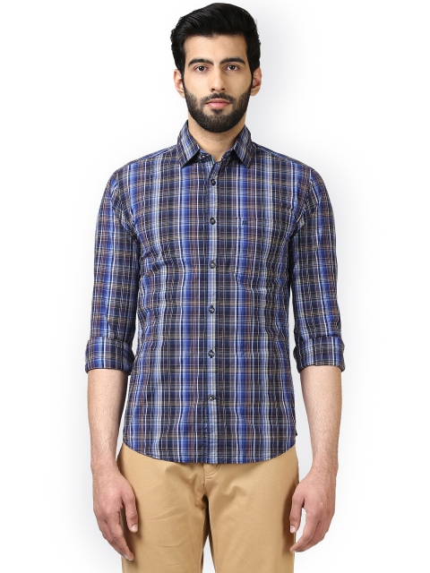 

Raymond Men Purple & Blue Slim Fit Checked Casual Shirt