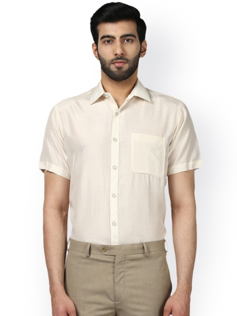 

Raymond Men Off-White Self-Design Formal Shirt
