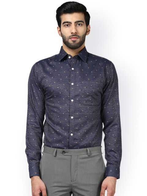 

Raymond Men Navy Blue Regular Fit Printed Semiformal Shirt