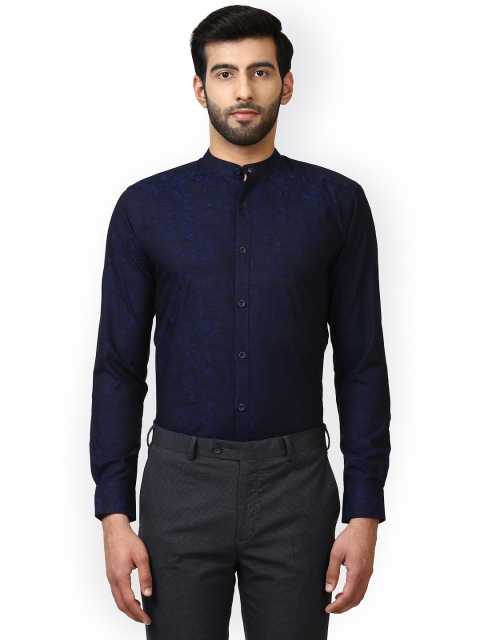 

Raymond Men Blue Regular Fit Self Design Casual Shirt