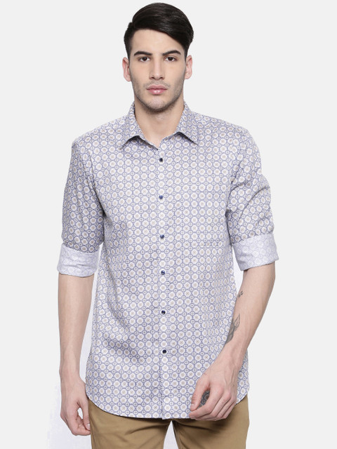 

Raymond Men Navy Blue & Brown Contemporary Regular Fit Printed Casual Shirt