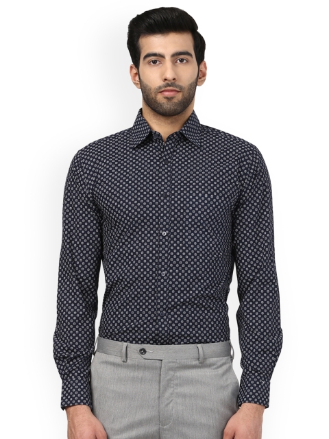 

Raymond Men Navy Blue Regular Fit Solid Formal Cotton Shirt