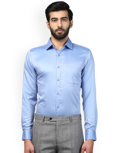 

Raymond Men Blue Regular Fit Solid Formal Cotton Shirt