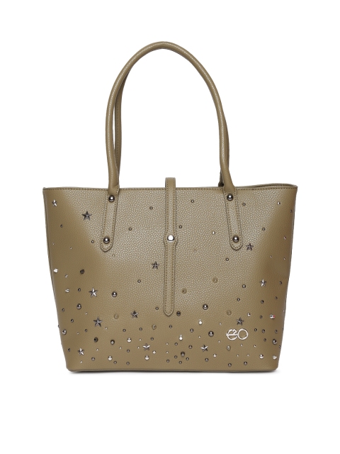 

E2O Olive Green Embellished Shoulder Bag