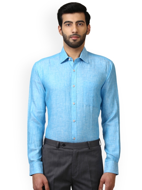 

Raymond Men Blue Regular Fit Solid Formal Linen Shirt