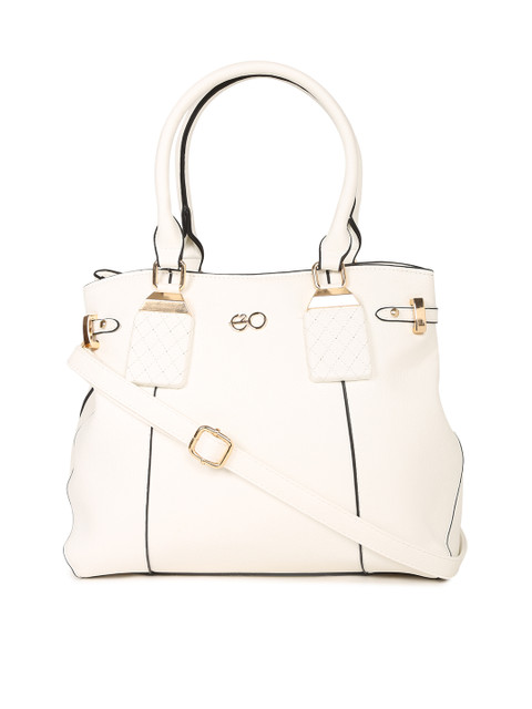 

E2O White Solid Shoulder Bag with Sling Strap