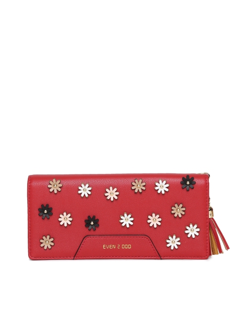 

E2O Women Red Floral Applique Two Fold Wallet