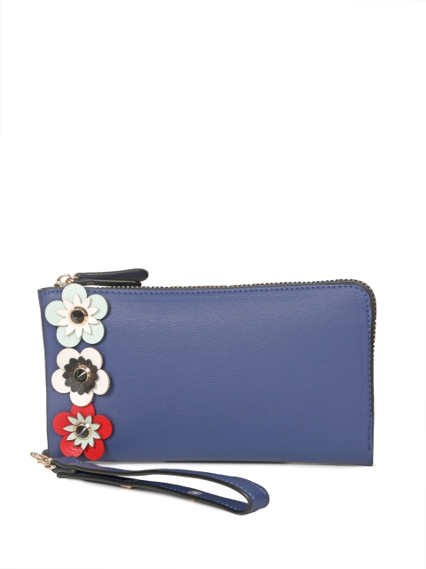 

E2O Women Blue Solid Zip Around Wallet