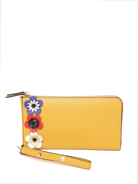 

E2O Women Yellow Solid Zip Around Wallet