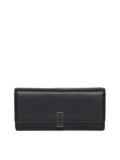 

E2O Women Black Solid Three Fold Wallet