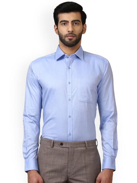 

Raymond Men Blue Regular Fit Self Design Formal Shirt