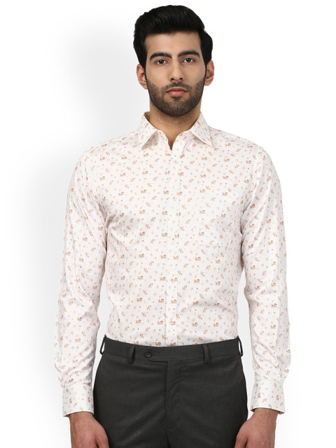

Raymond Men Off-White & Brown Regular Fit Printed Formal Shirt
