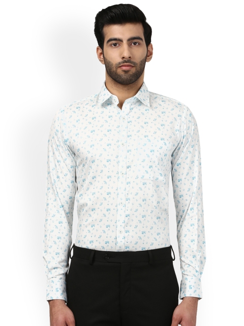

Raymond Men White & Blue Regular Fit Printed Semiformal Shirt