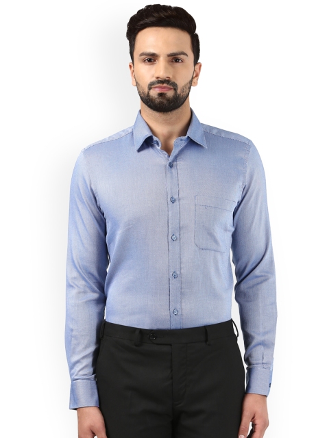 

Raymond Men Blue Regular Fit Self Design Formal Shirt
