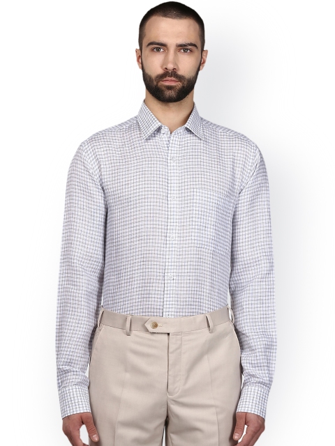 

Raymond Men Blue Regular Fit Checked Linen Formal Shirt