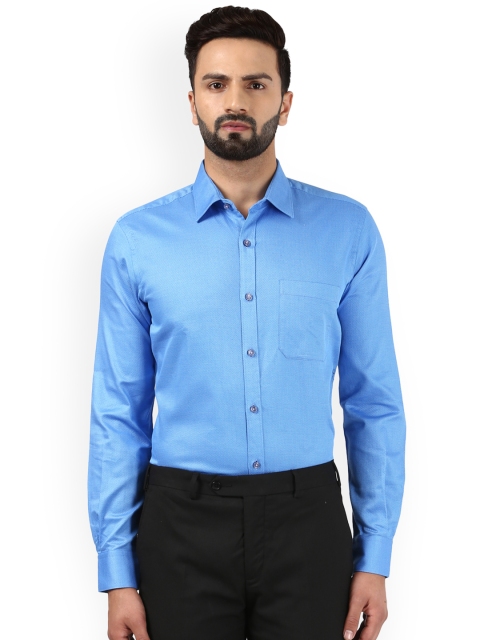 

Raymond Men Blue Regular Fit Self Design Formal Shirt