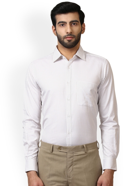 

Raymond Men Beige Regular Fit Checked Formal Shirt