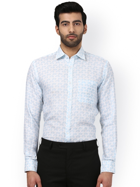 

Raymond Men Linen Blue Regular Fit Printed Formal Shirt