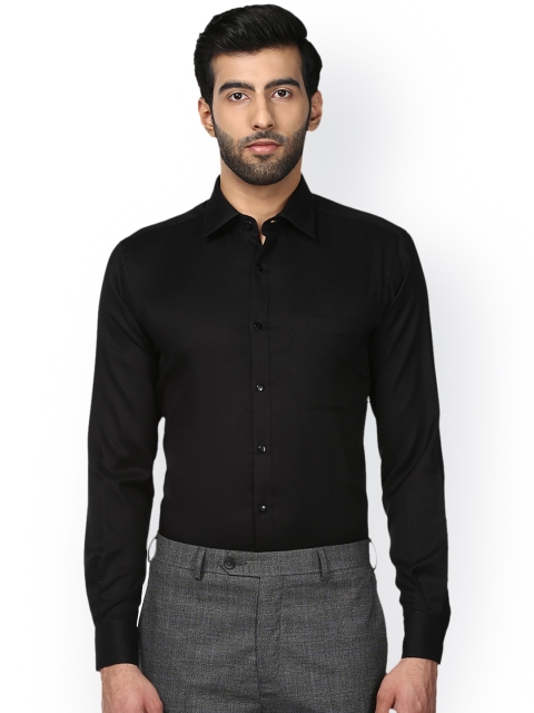 

Raymond Men Black Regular Fit Self Design Formal Shirt