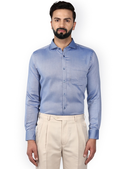

Raymond Men Blue Slim Fit Self Design Casual Shirt