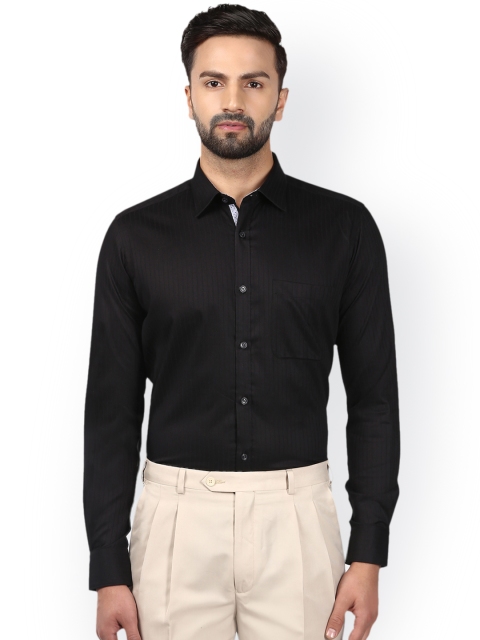 

Raymond Men Black Slim Fit Striped Formal Shirt
