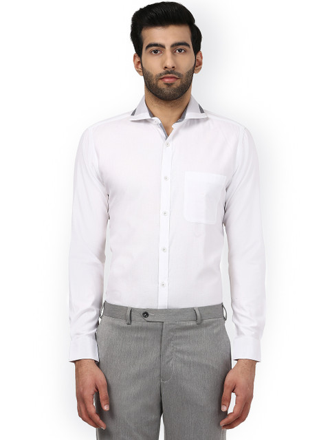 

Raymond Men White Slim Fit Self Design Formal Shirt