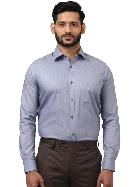 

Raymond Men Blue Regular Fit Self Design Formal Shirt