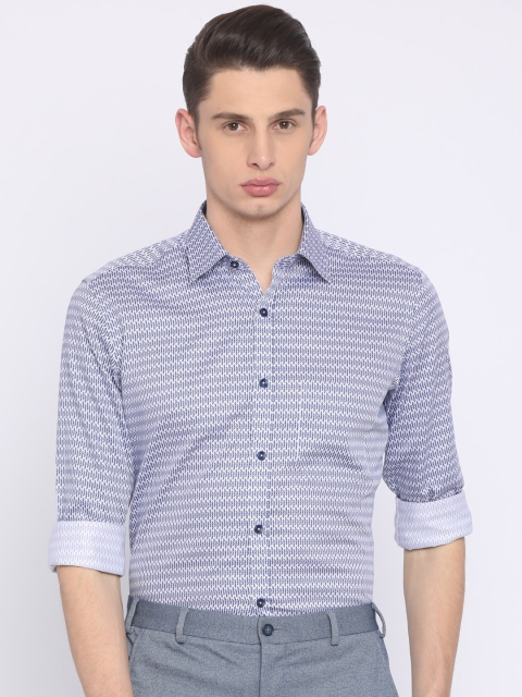 

Raymond Men Blue & White Contemporary Fit Printed Smart Casual Shirt