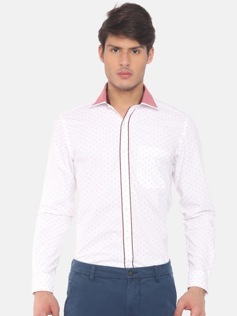 

Raymond Men White & Red Contemporary Regular Fit Self Design Semiformal Shirt