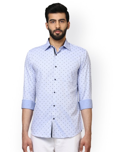 

Raymond Men Blue Contemporary Slim Fit Printed Formal Shirt