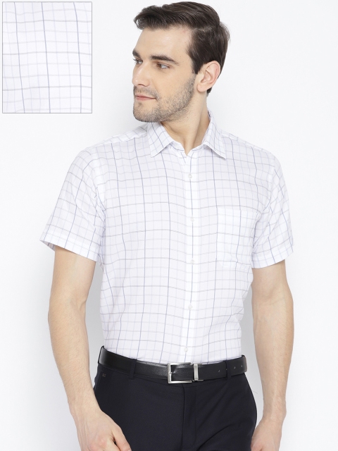 

Raymond Men White Contemporary Regular Fit Checked Casual Shirt