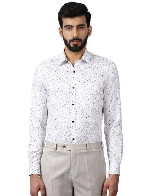 

Raymond Men White Slim Fit Printed Formal Shirt
