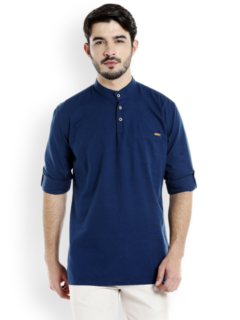 

L.A. SEVEN Men Navy Blue Solid Straight Kurta