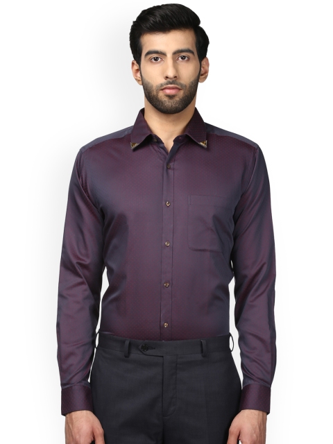 

Raymond Men Purple Regular Fit Self Design Party Shirt