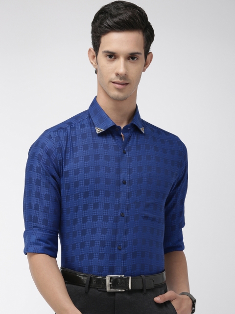 

Raymond Men Blue Regular Fit Checked Formal Shirt