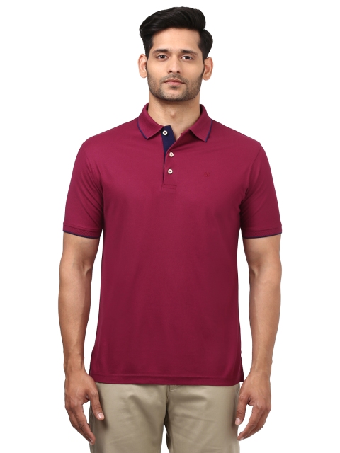 

Raymond Men Maroon Solid Polo Collar T-shirt
