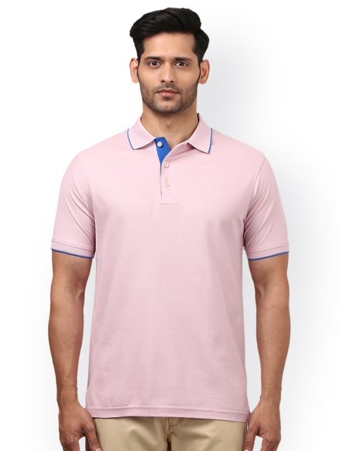 

Raymond Men Pink Solid Polo Collar T-shirt