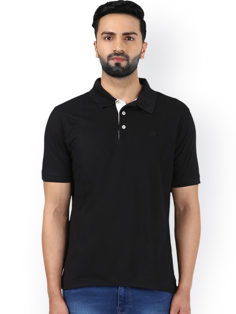 

Raymond Men Black Solid Polo Collar T-shirt