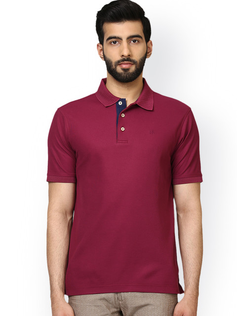 

Raymond Men Maroon Solid Polo Collar T-shirt