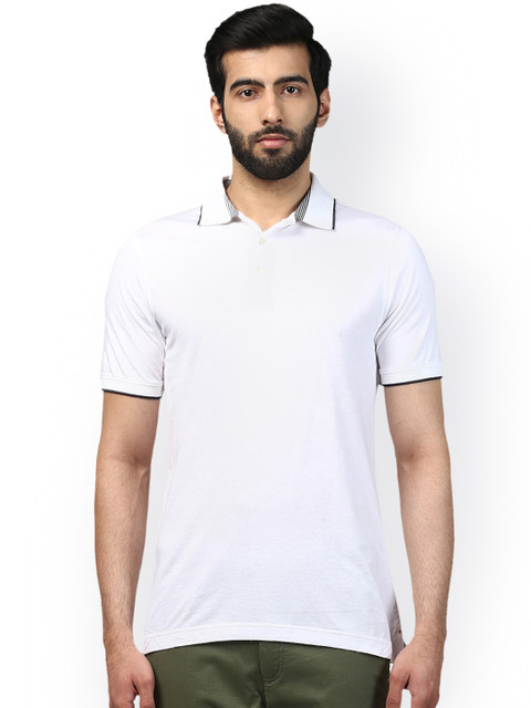 

Raymond Men White Solid Polo Collar T-shirt
