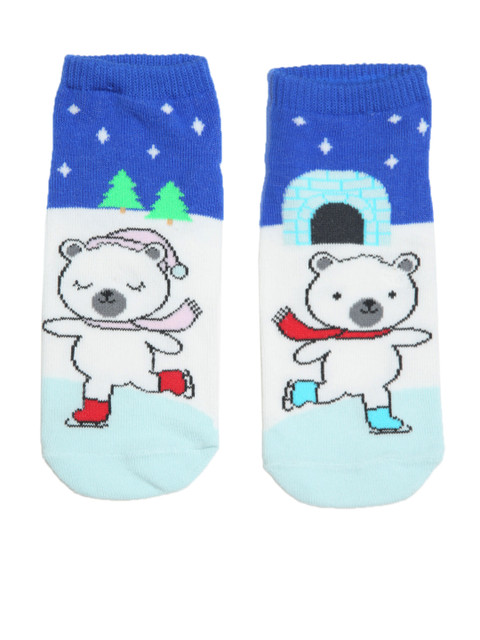 

FOREVER 21 Women Blue & Off-White Patterned Ankle-Length Socks