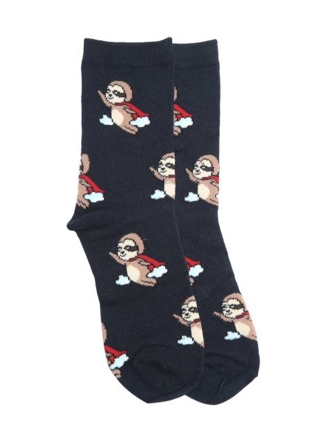 

FOREVER 21 Women Navy Patterned Above Ankle-Length Socks, Navy blue