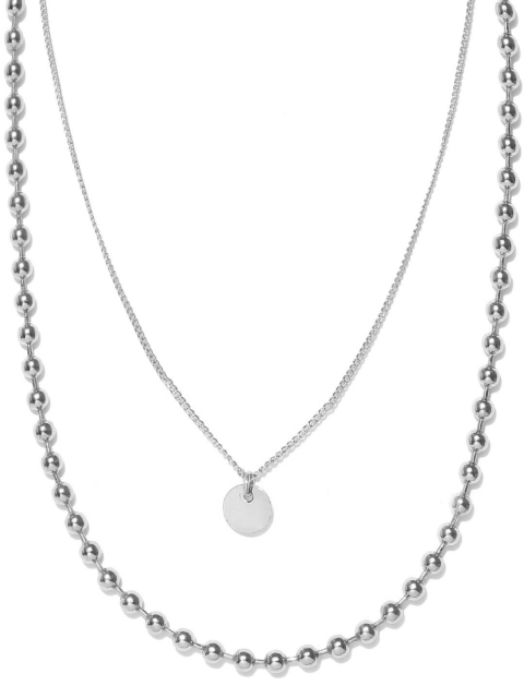

FOREVER 21 Set of 2 Silver-Toned Collar Necklaces